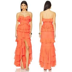 Michael Costello x REVOLVE Oleksandra Strapless Gown Ruffle Prom Hoco Party XXS